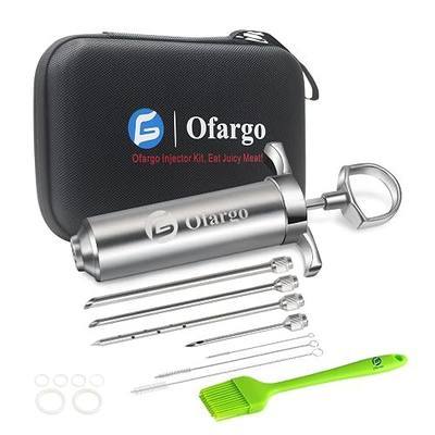 Meat Injector, Marinade Turkey Injector Syringe for BBQ Grilling | Grilling gifts for Dad Men, Stainless Steel Material, Travel Case, 4 Interchangeable Needles, Dishwasher Safe