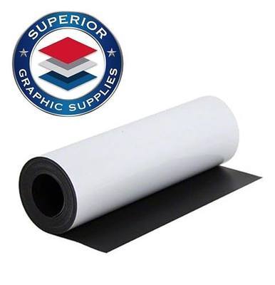 Magnetic White Material - Extremely Strong & Flexible Magnetic Sheet Roll Matte White -30 Mil / 0.03" Thickness - 24"W x 60"L