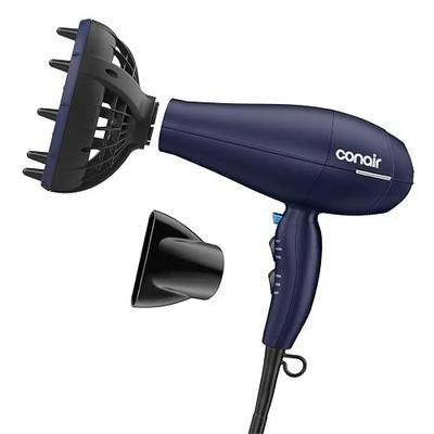 Conair Hair Dryer with Multi-Chamber Hair Diffuser Attachment, Dark Blue | 1875W blow dryer for curly, coily, and wavy hair, ionic and ceramic technology help reduce frizz and protect curls