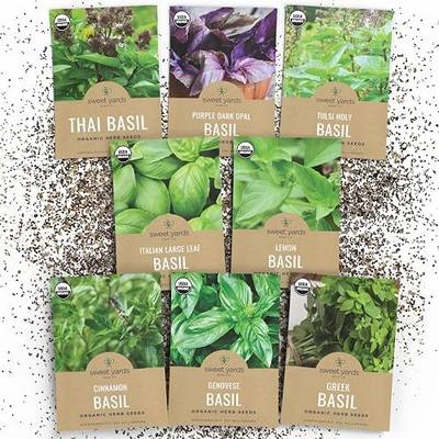 Organic Basil Seeds Variety Pack - 8 Individual Packs - 2026 Season - Genovese, Thai, Lemon, Greek, Cinnamon and More! for Indoor & Outdoor Planting (Non-GMO, Certified Organic)