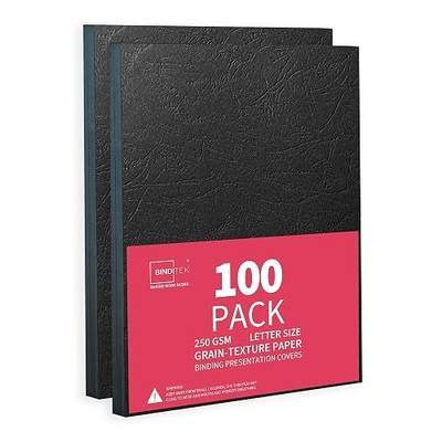 Binditek 13 Mil Grain-Texture Paper Binding Covers, 8.5x11", Black, 100Pack | Paper Binding Covers, 8.5" x 11" Letter Size, 250 GSM, 90 lb, Square Corners, Unpunched, for Business, School Projects
