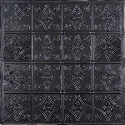 Tin Wall Tiles 24x24 Nail-Up, Stair Risers, Metal Ceiling Tiles, 5 Pack (Black)