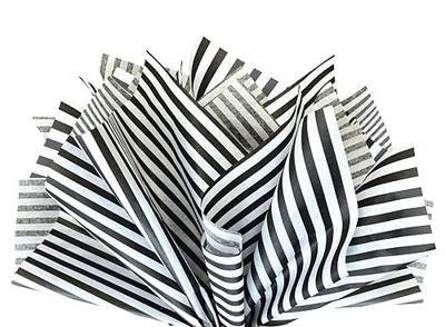Flexicore Packaging Black Pin Stripe Print Gift Wrap Tissue Paper Size: 15 Inch X 20 Inch | Count: 10 Sheets | Color: Black Pin Stripe