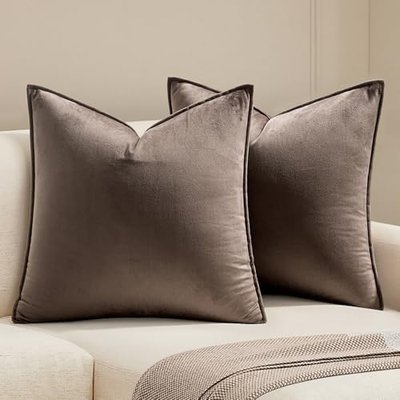 MIULEE Decorative Dark Coffee Velvet Throw Pillow Covers for Couch 22x22 in