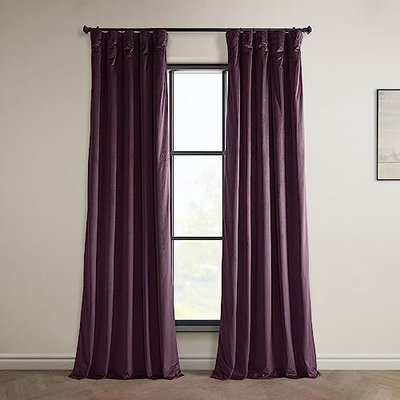 HPD Half Price Drapes Heritage Plush Velvet Curtains 96 Inches Long Room Darkening Curtains for Bedroom & Living Room 50W x 96L, (1 Panel), Winter Plum