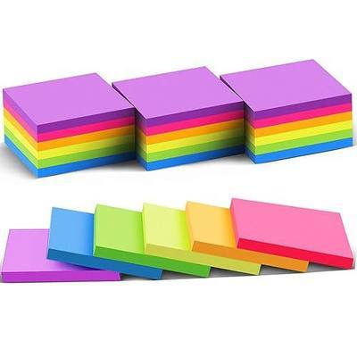 (24 Pack) Sticky Notes 3x3 in Post Bright Stickies Colorful Memo Pads | Super Sticking Power,Strong Adhesive, 74 Sheets/pad