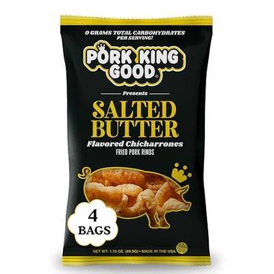 Pork King Good Salted Butter Pork Rinds, 4 Pack | Chicharrones, Keto Snacks