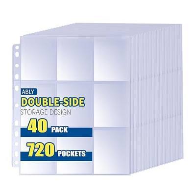 ABLY 720 Pocket Double Sided Card Sleeves, 9-Pocket, for 3 Ring Binder | 40 pages, trading card protector sheets for Pokemon, baseball, Skylanders, clear plastic, fit 3-ring binder