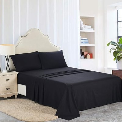 1500 Collection Soft Brushed Microfiber Sheet Set with 15-Inch Deep Pocket -Wrinkle Fade and Stain Resistant (Queen, Black)