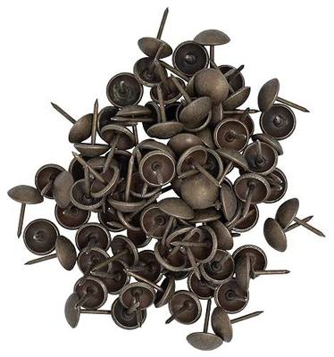 Premium Upholstery Tacks, Nailhead Decorative Trim for Furniture, 5/8" Diameter, 100 Nails (Dark Natural)