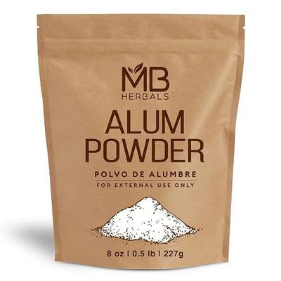 MB Herbals Alum Powder 8 oz / 0.5 lb / 227g | Deodorant | After Shave | Leather Fabric and Paper Mordant | Do Not Ingest | External Use Only