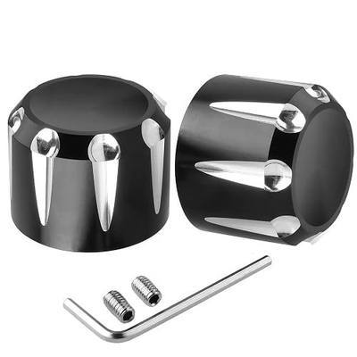 Black CNC Aluminum Front Axle Nut Cover Compatible with Harley Davidson Touring Road King Street Glide Softail Sportster Iron 883 Fat Boy 2002-2024
