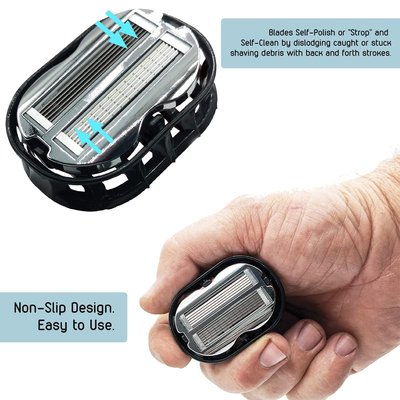 Premium Omnishaver Bi-Directional Shavers for Men & Women | 3x Faster Than Disposable Razors | Smooth, and Safe | Self-Cleaning, Self-Sharpening Razor Blades for Shaving Head, Legs, Arms, Body (Black)