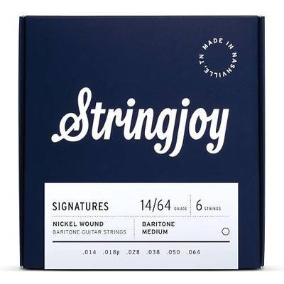 Stringjoy BAL14B Baritone Signatures Nickel Electric Guitar Strings, 14-64 Balanced Medium Gauge, Baritone Guitars Strings Electric 6 String Set
