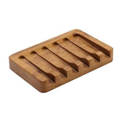 HTB Soap Dish with Slanted Waterfall Design,Teak Wood Bar Soap Holder | Soap Saver Keep Soap Bar Dry,Extend Soap Life,Non-slip Soap Tray for Shower,Bathroom,Sink,Kitchen,Countertop,Self Draining
