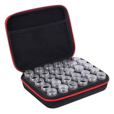 AUNMAS 30 Slots Storage Container for Art Kits, Portable Clear Compartments Bead Storage Boxes with Carry Bag Shockproof Jars for Jewelry Beads Glitter