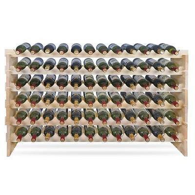 72 Modular Wine Rack, Stackable Wine Storage Rack Free Standing Floor Cellar Wine Holder Display Shelves, Solid Wood - Wobble-Free (72 Bottles)