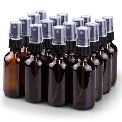 Wedama Spray Bottle, 2 oz Fine Mist Glass Spray Bottles, Little Refillable Liquid Containers for Watering Flowers Cleaning (16 Pack, Amber)