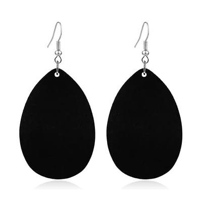KaFu Dangle Natural Wood Teardrop Geometric Lightweight Drop Circle Earrings Stainless Steel Stud Bohemia Retro Earrings for Women