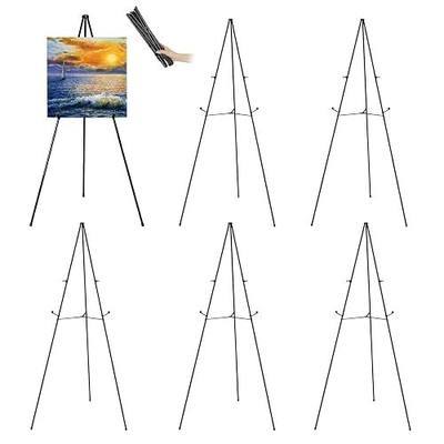 JIUYE 63" Tall Display Easel Stand for Wedding Sign Poster, Foldable and Adjustable Floor Metal Easels for Display Painting Arts,with Portable Bag,Holds 5 LBS (Black,6Pack)