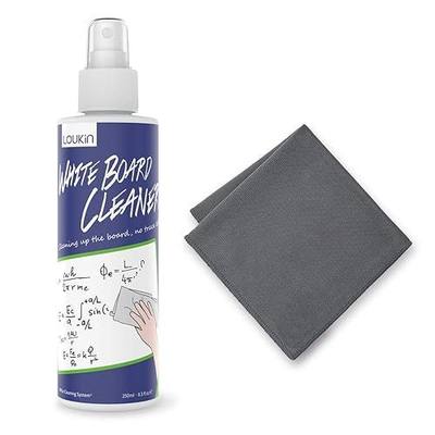 loukin Dry Erase Cleaner, 8.5 fl oz Whiteboard Cleaning Spray with Cloth | AP Certified, ASTM D4236, Low Odor, Effective Cleaning, Mild Formula, Atomizing Nozzle, Classroom Office Home Use