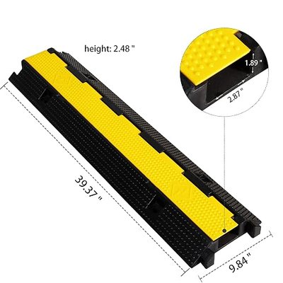 1 Pack Rubber Cable Ramp Hose Cable Protector Ramp 1 Channel 22000Lbs Load Capacity Traffic Speed Bump Wires Power Lines Extension Cord Cover for Indoor Outdoor