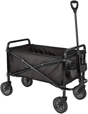 Amazon Basics Collapsible Heavy Duty Utility Wagon for Outdoor Sports, Camping, Garden, and Shopping, 265 Pounds Capacity, 27.6 x 40.9 x 20 inches, Black