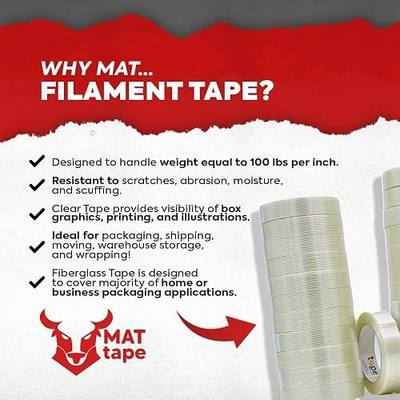 MAT Commodity Grade Fiberglass Reinforced Filament Strapping Tape - 1/2 in. Wide x 60 yds. (Pack of 1) Filaments Run Lengthwise