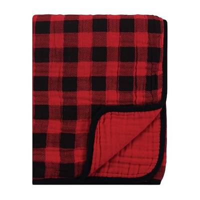 Hudson Baby Unisex Baby Muslin Tranquility Quilt Blanket, Buffalo Plaid, One Size