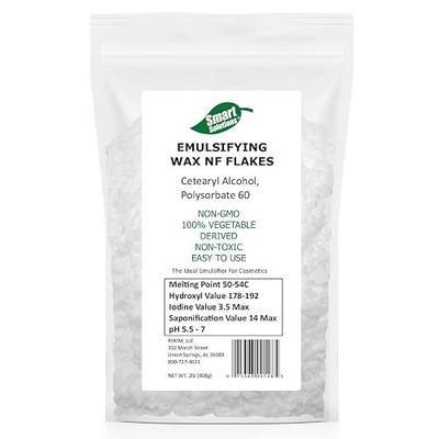 Smart Solutions Non-GMO Emulsifying Wax NF Flakes | 100% Vegetable Derived Non-Toxic Easy to Use (2 lb) | Cosmetic Grade, Resealable Freshness Storage Bag