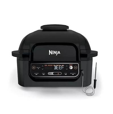 Ninja Foodi Pro 5-in-1 Indoor Integrated Smart Probe, 4-Quart Air Fryer, Roast, Bake, Dehydrate, an Cyclonic Grilling Technology, with 4 Steaks Capacity, in a Stainless Finish | Integrated Smart Probe, Roast, Bake, Dehydrate, Cyclonic Grilling Technology, 4 Steaks Capacity