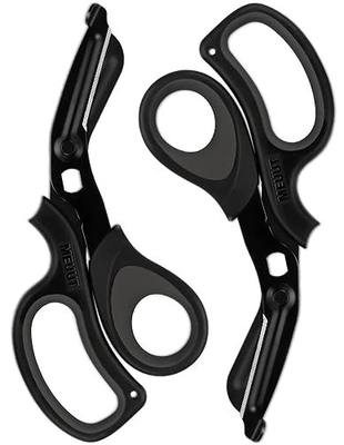 MEUUT Medical Scissors 2-Pack Trauma Shears for Nurses All Purpose Scissors | Patented Bandage Scissors,7.8" Ambidextrous, Non-stick Fluoride Coating, Serrated Blades, Ergonomic TPE, Oxygen Tank Wrench
