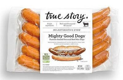 True Story Foods Mighty Good Uncured Beef Hot Dogs, 12 OZ