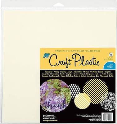 Grafix Plastic, Durable and Archival Film, Perfect for DIY Crafts, Stencils, Journals, Cards, 3D Embellishments, and More (Opaque White, 12"x12"x0.010")
