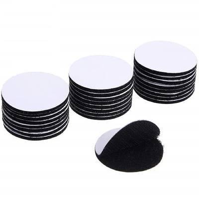 WILLBOND 24 Pairs 2 Inch Referee Patch Hook and Loop Dots Black Self Sticky Adhesive Dots Round Double Sided Hook and Loop Fasteners Nylon Sticky Tape for Home Office DIY Wall Carpet Gripper Tool