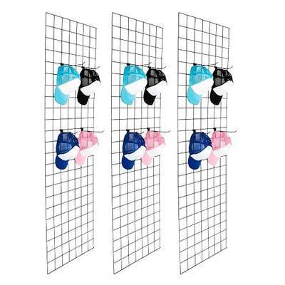 Bonnlo 6' x 2' Wire Grid Panel for Retail Display Gridwall, Wire Grid Wall Display Rack, 3-Pack Black