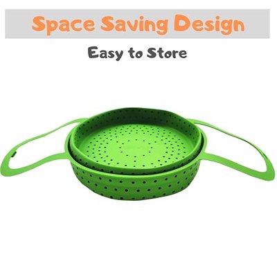 Silicone Steamer Basket | Foldable, Space-Saving | Fits 6,8 Qt Instant Pot and Similar-Sized Pressure Cookers Accessories | Silicone Strainer