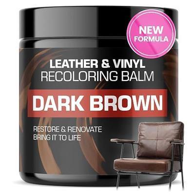 FORTIVO Leather Recoloring Balm, Leather Color Restorer, Scratch Remover, Couch Paint and Repair, Leather Balm for Couches - Dark Brown