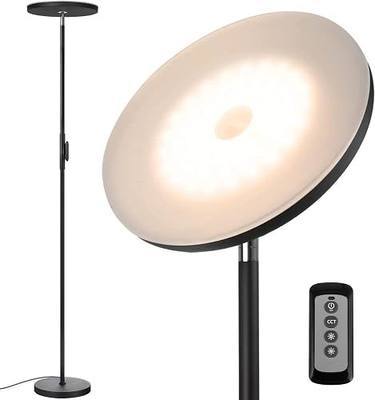 JOOFO LED Torchiere Floor Lamp with Remote, Stepless Dimmable Standing Lamp | Super bright uplight fills ceilings and dark corners for living rooms, bedrooms, home offices, reading nooks and apartments
