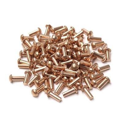 Biaungdo 100 Pcs 3mm x 8mm Copper Round Head Solid Rivets Fasteners | Solid Rivets For Fastened Joints, Cold Forming Process Strength, 1/8 Inch Shank Diameter, 5/16 Inch Shank Length