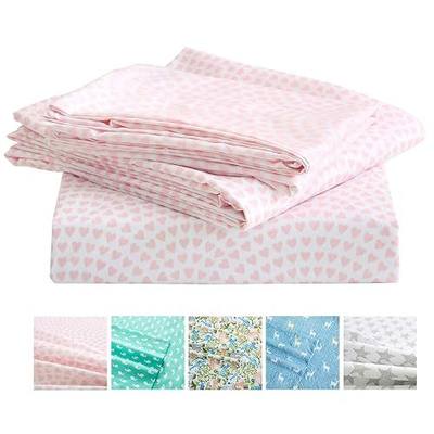 Vonty Kids Twin Pink Heart Printed Microfiber Sheet Set, 3-Piece | Soft Breathable Fabric, Snug Deep Pocket Fit, Fade-Resistant Print, Machine Washable, Lightweight Year-Round Comfort