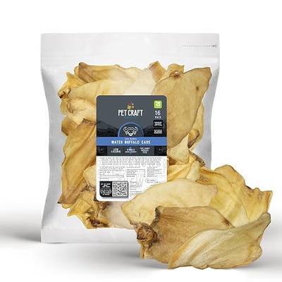 Pet Craft Supply Water Buffalo Ears Dog Chews, Aggressive Chewers, 16 Pack | All natural grass fed single ingredient treats, long lasting alternative to pig snacks, suits small to large size breeds