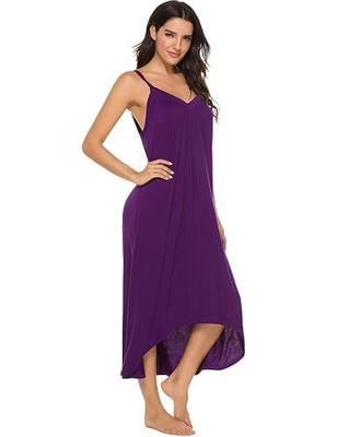 Nightgowns for Women Sleeveless Long Sleepwear Cotton V Neck Full Slip Nightshirt Chemise Lounge Dresses