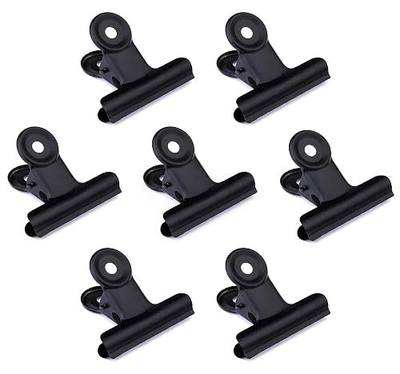 20 Pack 2 Inch Polished Steel Clips, Metal Bulldog Binder Clips, Large Hinge Paper Clips Clamps for Food Bags, Pictures Photos, Art Crafts, Home Office Supply (Black)