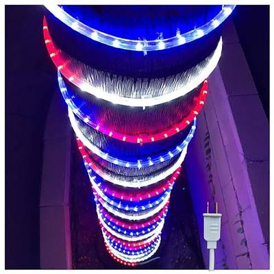 Russell Decor 50ft/15m Led Rope Lights Lamps Kit Indoor Outdoor Decorative Lighting for Patriotic 4th of July Memorial Day Decor Party Trees Patio Deck Flexible String Tube Lights- Blue Red White