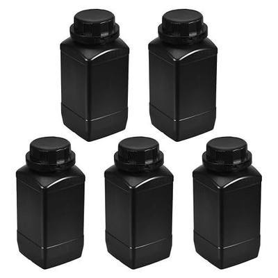 uxcell Plastic Lab Chemical Reagent Bottle, 1000ml/ 34oz Wide Mouth Sample Sealing Liquid/Solid Storage Bottles, Black 5pcs