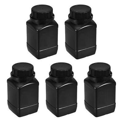 uxcell Plastic Lab Chemical Reagent Bottle, 250ml/8.45 oz Wide Mouth Sample Sealing Liquid/Solid Storage Bottles, Black 5pcs