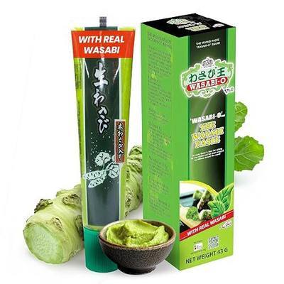 Wasabi-O Real Wasabi Paste - Authentic Japanese Fresh Wasabi Root - Mild Heat - Squeeze Tube for Sushi, Sauce, Mayo, Seafood - 1 x 1.52 Oz