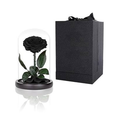 Preserved Roses Black Roses in Glass Dome, Medium, Preserved Flowers for Women