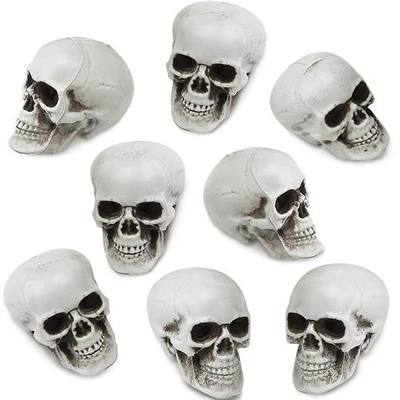 Boao 8 Pieces Halloween Skulls 1.8 x 1.8 x 2.4 Inches Realistic Looking Skulls Human Skeleton Head for Halloween Bar Home Table Decoration